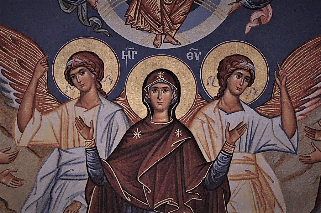 An icon of the Virgin Mary, or Theotokos.