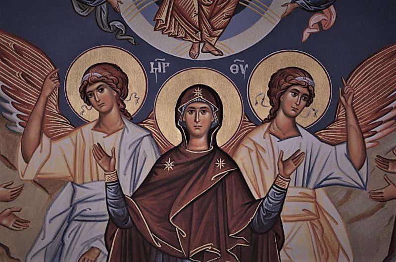 An icon of the Virgin Mary, or Theotokos.