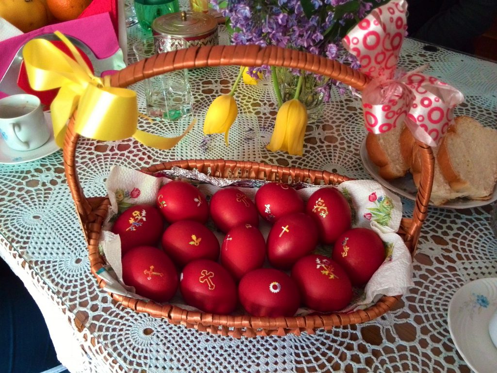 Basket of Orthodox Easter eggs