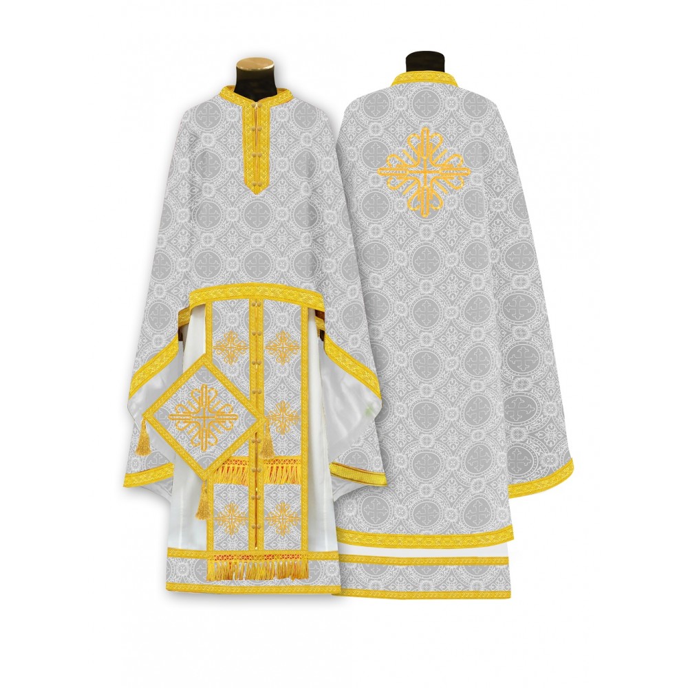 White Greek style phelonion, a vestment for Orthodox priests.