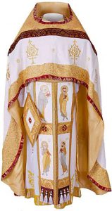 White Russian style phelonion, a vestment for Orthodox priests.