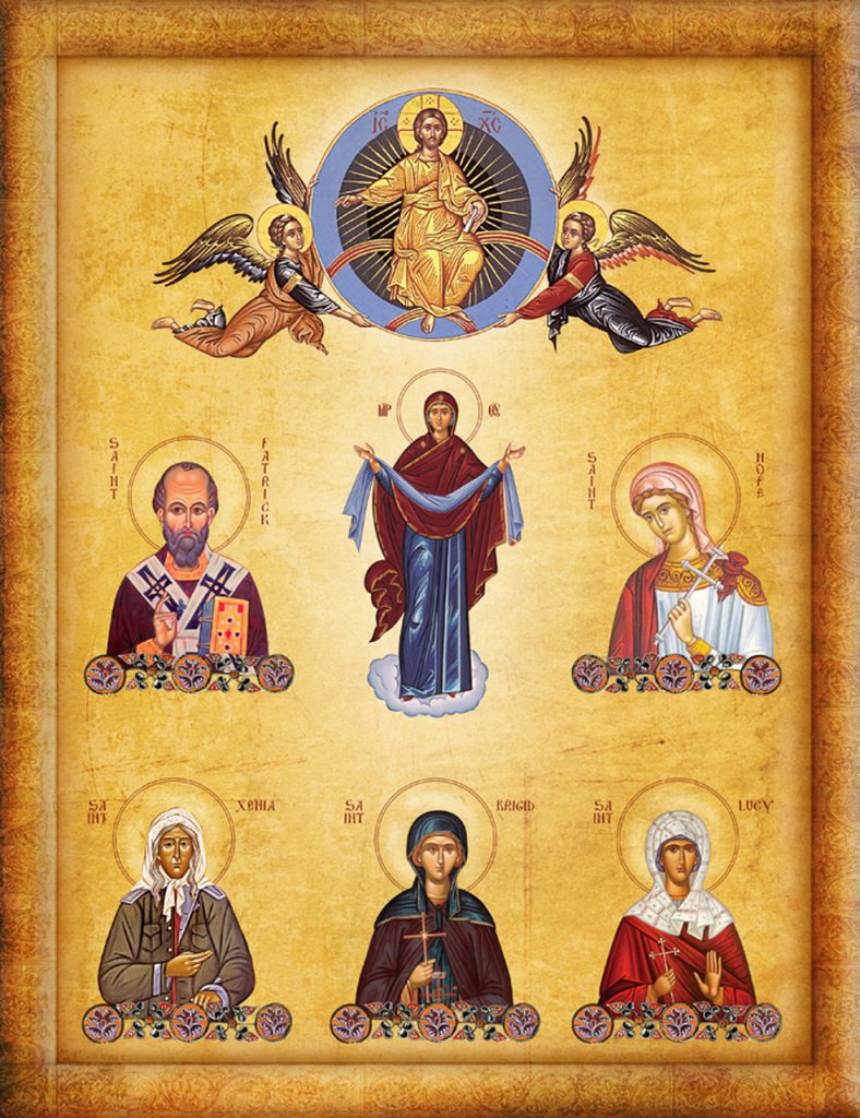 Icon of all the patron saints in an Orthodox family