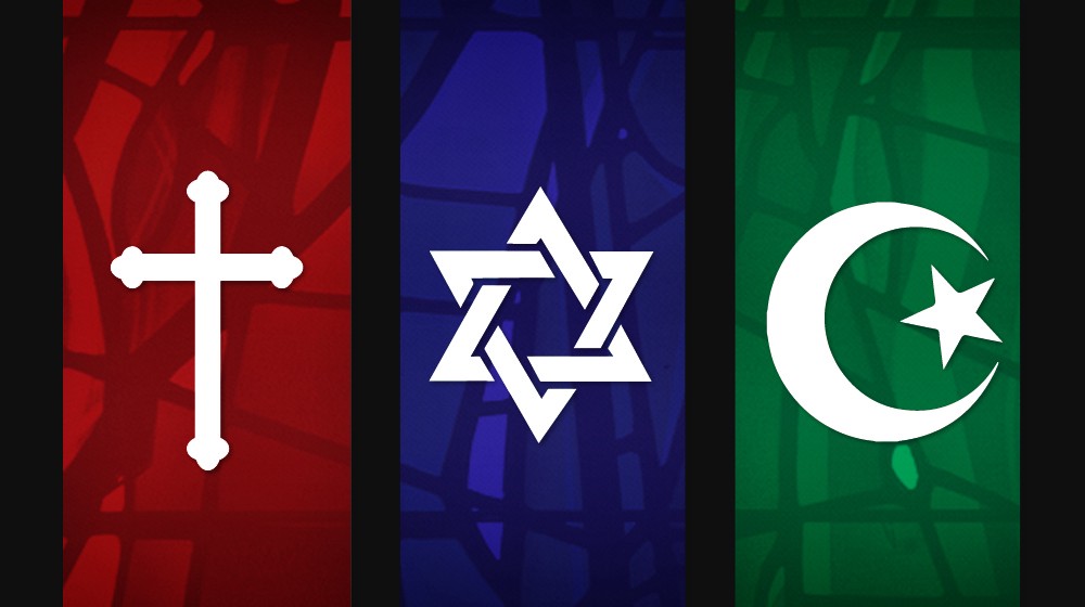 Christianity, Judaism, and Islam banners