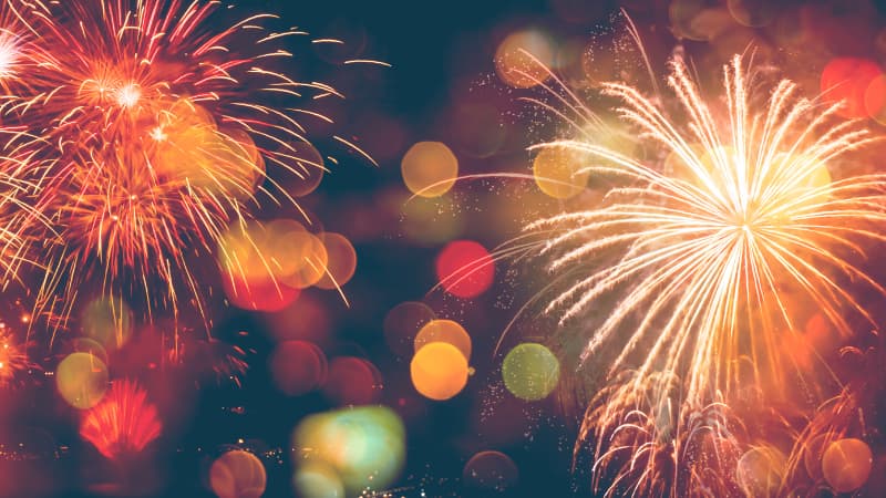 Fireworks and blurred lights