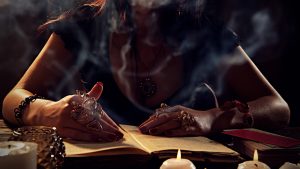 Woman practicing witchcraft